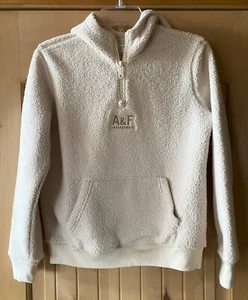Kids Abercrombie Beige 1/4 Zip Fuzzy Pullover Hoodie 11/12 - Picture 1 of 5