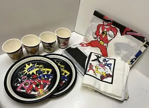 Vintage Mighty Morphin Power Rangers Birthday Party Supplies 1994 Plates Cups - Picture 1 of 17