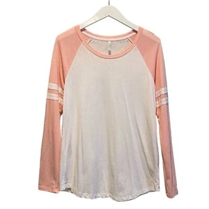 Z Supply Top The Varsity Baseball Tee Size medium White and Peach - Picture 1 of 12