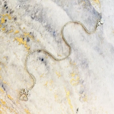 Kay Jewelers $200 Diamond Sterling Silver 925 Hallmark Paw Print Heart Necklace - Image 1 of 4