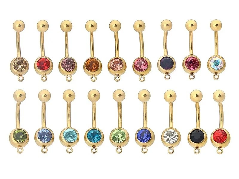 Barras para el vientre del ombligo 14G ~ 1,6 mm barras de botón piercing corporal gancho para joyería hágalo usted mismo 50 un. Foto 1 de 4