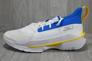Under Armour Curry 7 'Dub Nation' White Blue Yellow Shoes 3023300-106 Mens 13 - Picture 1 of 6