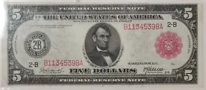 1914 $5 Federal Reserve Note PMG 58 New York Fr#833b Burke | McAdoo Item#P17190 - Picture 1 of 3