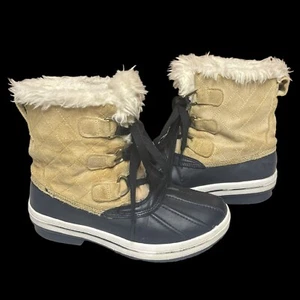 Merona Leather Lace Up Duck Boots Faux Fur Womens Size 7 - Picture 1 of 10