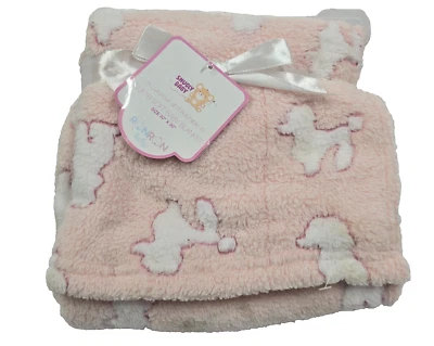 Ron Ron RonRon Baby Girl Snugly Blanket Pink White Poodle Dog Fleece Plush  - Изображение 1 из 4