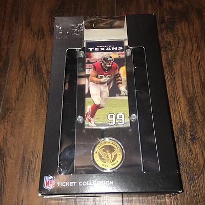 Boleto de escritorio acrílico Highland Mint NFL Houston Texans J.J. Watt y moneda de bronce Foto 1 de 4