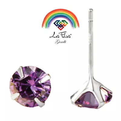 Coppia di Orecchini Punti Luce Viola in argento 925 - Rainbow Collection - Immagine 1 di 4