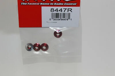 Traxxas TRX 8447 R rot Kragen Stoppmutter mit Flansch 5mm Alu verzahnt NEU - Bild 1 von 3