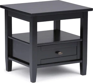 Warm Shaker SOLID WOOD 20 Inch Wide Rectangle Transitional End Side Table in Bla - Picture 1 of 12
