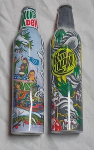 Zwei Sammlerstücke Mt Dew Aluminiumflaschen von 2008 Green Label Art - Bild 1 von 8