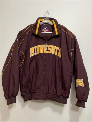 Vtg Majestic MN Gophers Jacket Mens XXL Therma Base Fleece Lined Zip Down Coat - Image 1 of 4