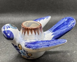 Candelabro vintage Tonala cerámica pintado a mano pájaro arte popular gato firmado - Imagen 1 de 7