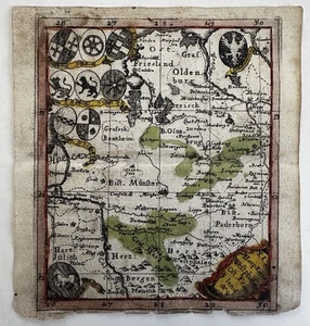 Germany Münster region Friesland Embden Holland 1633 Salzburg rare miniature map - Picture 1 of 4