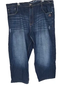 Akademiks Jeans Mens 54x32 ( 54x29 )Dark Wash Baggy Blue Skate Wide Leg - Picture 1 of 17