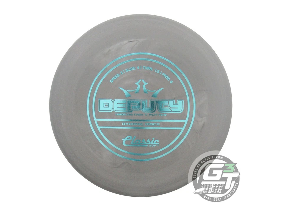NEW Dynamic Discs Classic Soft Deputy 174g Gray Aqua Foil Putter Golf Disc - Image 1 of 1