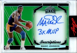2024 Leaf Metal Magic Johnson Auto "3x MVP" Inscriptions Green #113/150 - Picture 1 of 2
