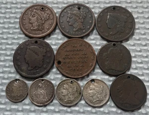11 Dateless Type Coins: Large Cents, Half Cent, Capped Bust Half Dime, etc. - Picture 1 of 2