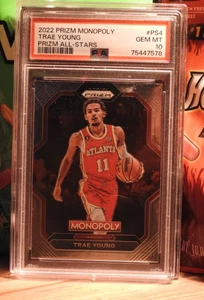 Prizm Monopoly Trae Young ATL Hawk 2022 PSA 10 + Pegatina Topps MLB 2020 gratis paquete - Imagen 1 de 7