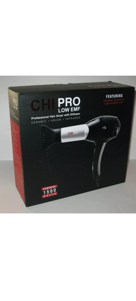CHI PRO LOW EMF Professional Black Hair Dryer with Diffuser - Image 1 of 1