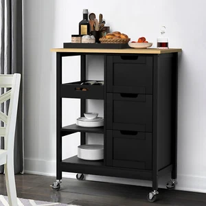Kitchen Island Rolling Storage Cart 3-Tier Trolley Dining Basket Shelf W/ Wheels - Picture 1 of 10