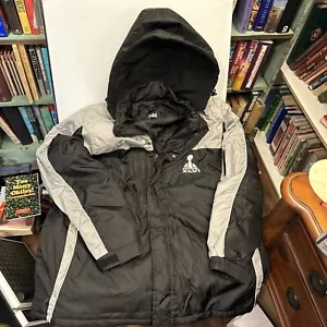 NFL SUPER BOWL XLV1 PATRIOTS GIANTS 2012 Mens Hooded Jacket XL MINT - Picture 1 of 17