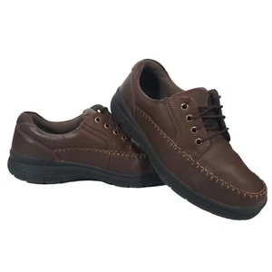 Thom McAn Mens Brogue Shoes Size 8W Brown Leather Lace Up Moc Toe - Picture 1 of 9