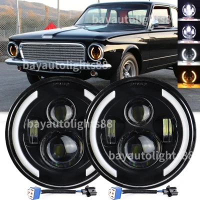 Par de faros LED redondos de 7 pulgadas con haz alto DRL Fit Plymouth Valiant 1963-1976 Foto 1 de 4