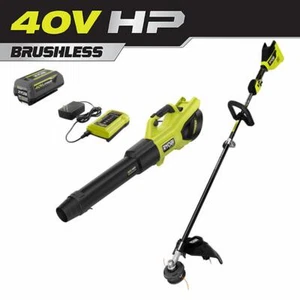 RYOBI 40V HP Brushless155 MPH Cordless Leaf Blower & Carbon Fiber Trimmer - Picture 1 of 10