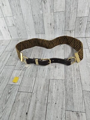 Vintage Women Belt Waist Accessory Gold Yellow Weaved Gold Buckles New Deadstock - Image 1 of 4