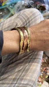 BRUTALIST VINTAGED SIGNED 1988, COPPER/GOLD CUFF - Picture 1 of 7