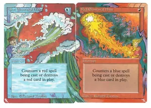 Red & Blue Elemental Blasts Altered Full Art MTG Magic EDH Commander Set Fun - Picture 1 of 1