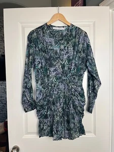 IRO Paris DENIZ Aquarell Blumenmuster RUCHED Kleid GRÖSSE UK 8 Designer - Bild 1 von 6