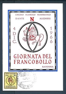 ITALIA REP. - CARTOLINA - 1966 - FDC - MAXIMUM - Ravenna. Giornata del francob. - Picture 1 of 1