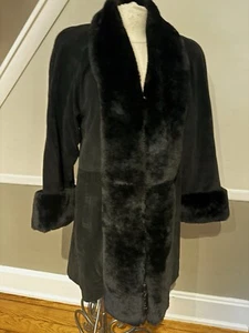 Vintage Maxima For Tannery West Black Shearing Coat 1980s EUC WM SM-MD Runs Big - Picture 1 of 16