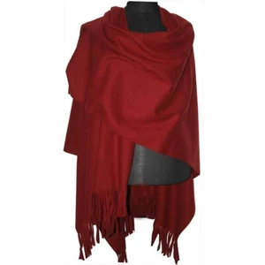 Poncho polar BORIS INDUSTRIES rojo burdeos talla 40 42 44 46 48 50 52 54 flecos - Imagen 1 de 1