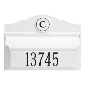 Unbranded Wall Mailbox 14.5" Fade Resistant Aluminum White W/ Plaque + Monogram - Picture 1 of 2