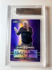 1/1 Bobby Knight Leaf Metal 2018 Autograph Card Purple Auto Hoosiers Bob Indiana
