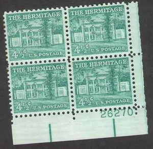 US. 1037. 4 1/2c. The Hermitage, Home of Andrew Jackson, PB4 #26270 LR. MNH 1959 - Picture 1 of 2