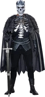 King of the Dead Skeleton Medieval Bones Fancy Dress Up Halloween Adult Costume - Image 1 of 2
