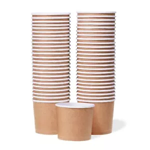 50ct 11-Oz Disposable Dessert Paper Ice Cream Cups Bowls for Hot or Cold Food - Picture 1 of 7