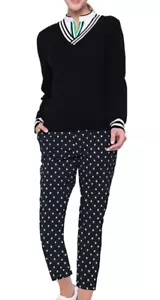 NWT BELYN KEY BLACK GREEN GOLFBALL PRINT BK CROP Pullon Golf Ankle Pants S M L - Picture 1 of 2