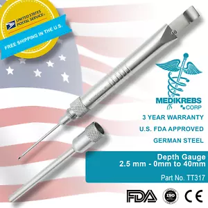 Tiefenmesser 2,5 mm - 0 mm bis 40 mm orthopädische ODER hochwertige chirurgische Instrumente - Bild 1 von 3