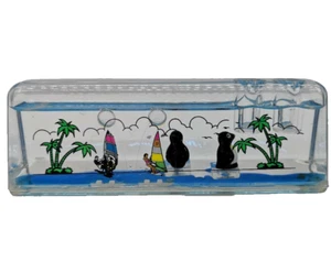 Lucite Acrylic Beach Oil Paper Weight Pen Holder Desktop Souvenir Collectible US - Bild 1 von 2