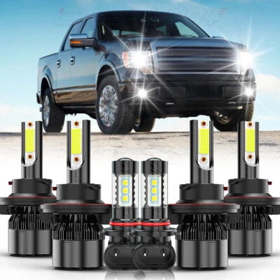 Para For 2009 2010-2014 Ford F150 Faro LED Hi Lo + bombillas de luz antiniebla - Image 1 of 4