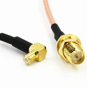 1pc MCX Male Right Angle to RP-SMA Female Plug Bulkhead RG316 Pigtail RF Cable - Picture 1 of 1