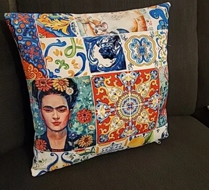 Kissenhülle Art Graffiti Frida Kahlo Handmade Handarbeit NEU 40X40CM Weihnachten - Bild 1 von 8