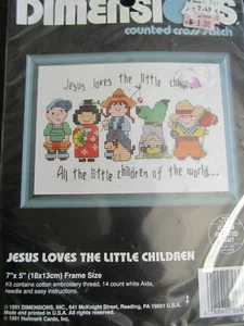 DIMENSIONS Jesus Loves The Little Children Counted Cross Stitch Kit #6610 7 x 5 - Picture 1 of 3
