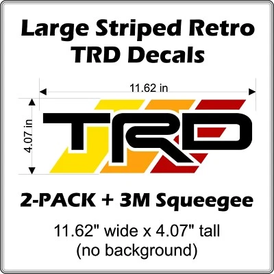 Adesivos listrados estilo vintage retrô Toyota TRD LARGE Heritage pacote com 2 11,6 x 4 - Imagem 1 de 4