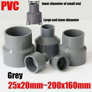 PVC Reducing Fitting Concentric Reducer Connector Socket Coupling Grey 20-200mm - Picture 1 of 43