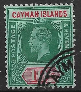 ISLAS CAIMÁN SG52b 1913 10/= VERDE PROFUNDO Y ROJO SOBRE VERDE - ESPALDA BLANCA USADA - Imagen 1 de 1